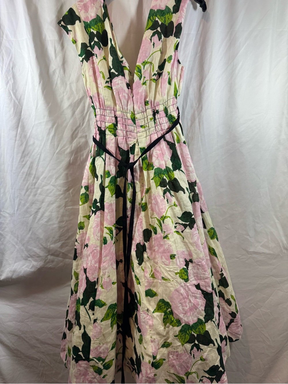 Hope for Flowers Floral Pink and Green V-Neck long Dress L - Picture 2 of 9